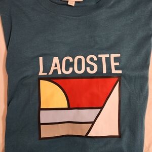 Lacoste Teal Tee with Graphic Design